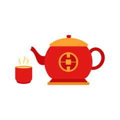 Tea pot illustartion, Chinese New Year vector illustration elements design, individual vector element design, vector eps