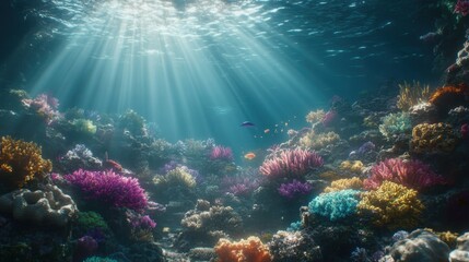 Obraz premium Vibrant Underwater Scene with Colorful Corals