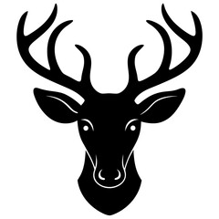 Naklejka premium deer head black silhouette vector, Simple silhouette Design vector icon with white background.