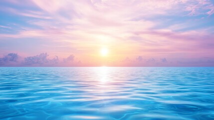 Obraz premium Sunset serenity, a breathtaking spectacle of the sun melting into the ocean's embrace.