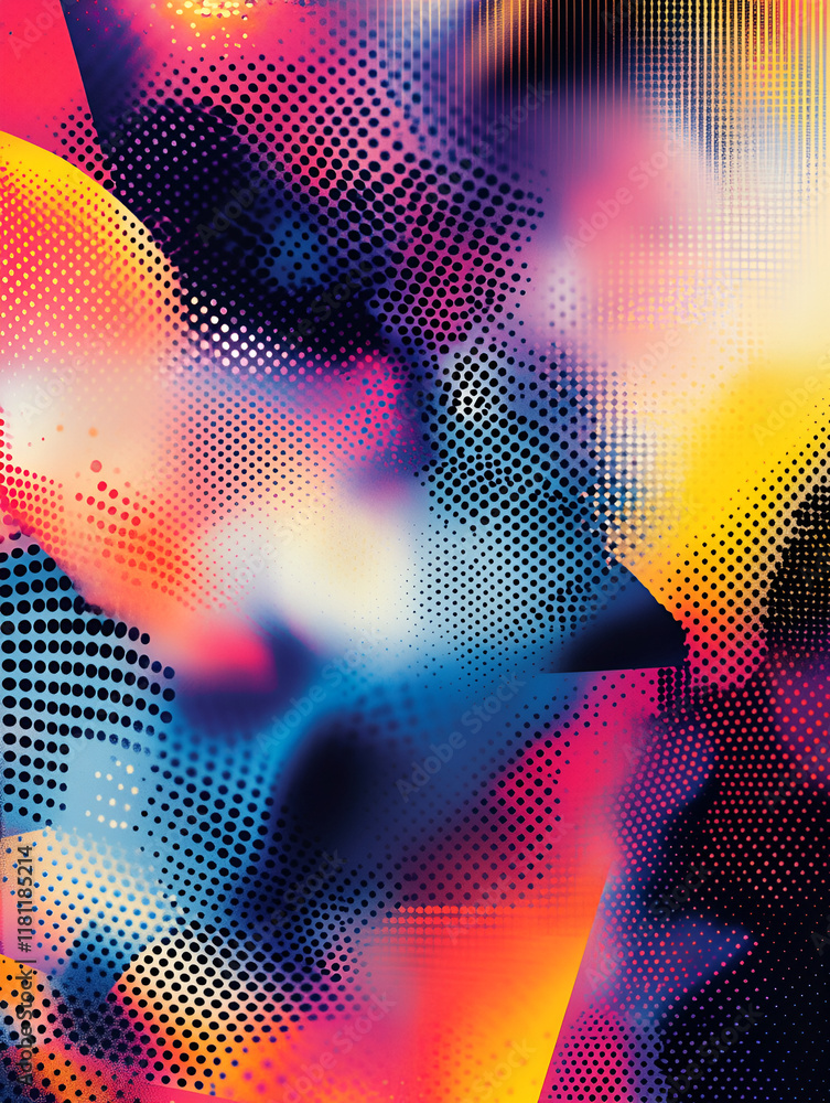 Aufkleber abstract digital art: vivid, swirling colors and a dynamic pixelated texture create a mesmerizing di