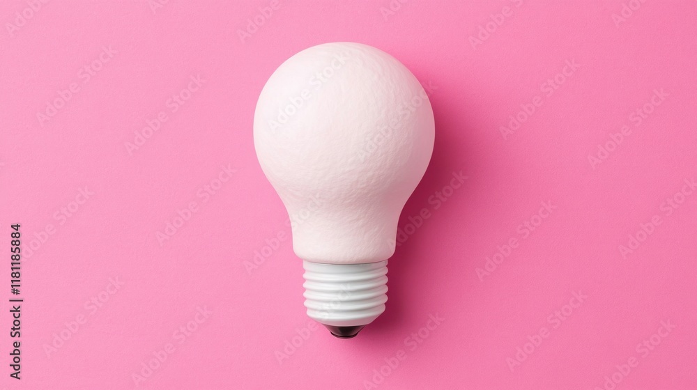 Poster stylish pink light bulb with soft texture and unique design