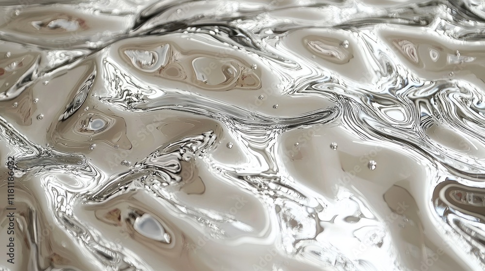 Poster liquid metal abstract: a mesmerizing exploration of fluid forms and reflective surfaces. a dynamic i