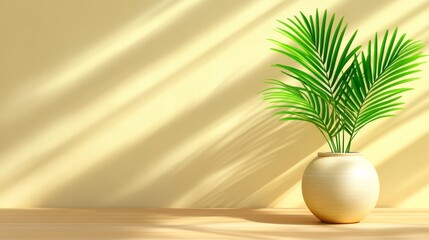 Obraz premium Serene potted plant graces tabletop in a tranquil interior setting