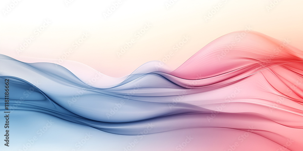 Poster abstract flowing waves: a captivating abstract backdrop with delicate blue and red waves flowing acr