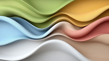 Obraz premium Smooth waves of colorful fabric in soft pastel shades create serene atmosphere