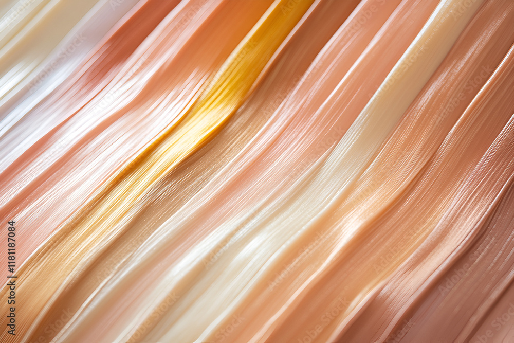 Poster abstract peach and gold pleated texture: a soft and delicate abstract background featuring a flowing