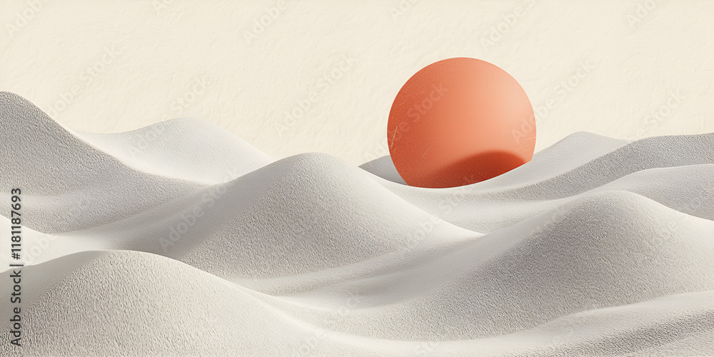 Poster abstract egg on a wave: a surreal and minimalist image featuring a single, orange egg resting on a w