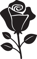 white and black rose vector style illustration 