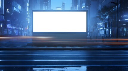 Obraz premium Empty billboard mockup on a busy city street, ideal for advertising concepts