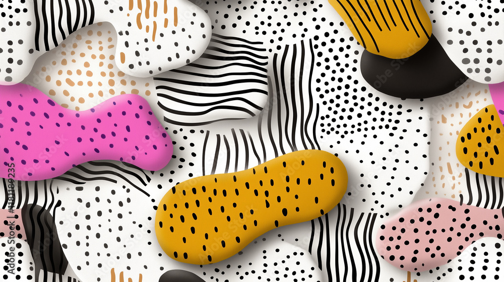Aufkleber whimsical patterns with colorful shapes and textures create playful design