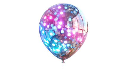 Colorful balloon reflects vibrant lights at a festive gathering transparent background