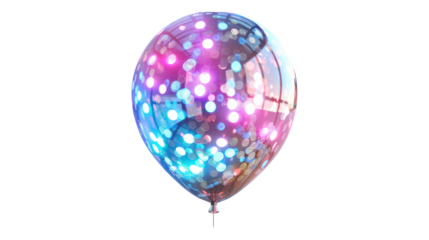 Colorful balloon reflects vibrant lights at a festive gathering transparent background