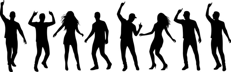 Fototapeta premium vector set of happy dancing people. Transparent background PNG cutout.