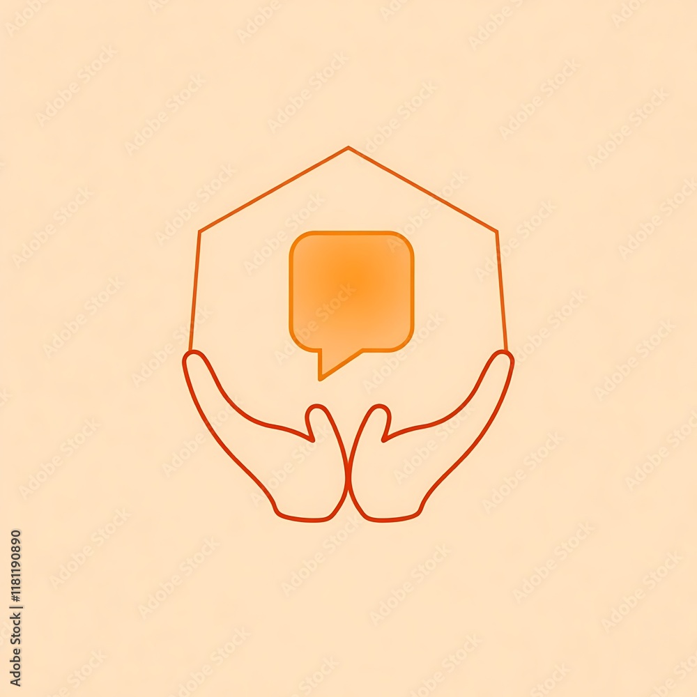Poster safeguarding conversations: a minimalist illustration depicts two hands gently holding a speech bubb