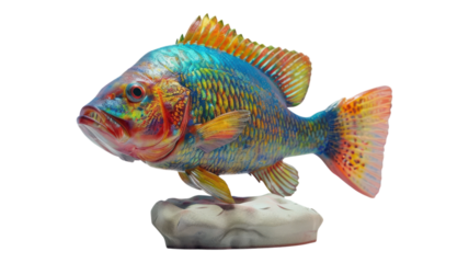 Big Freshwater Perch Fishing Trophy Isolated on White Background for Angling Enthusiasts and Sports Fishing Promotions transparent background