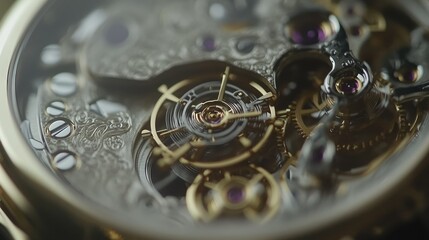 Intricate details of a Mechanical Watch Movement