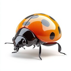 Obraz premium a cute ladybug cartoon, animal character, 3D illustration, vivid and shiny, isolated on white background