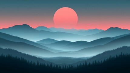 Golden sunrise over majestic mountain peaks, a breathtaking landscape