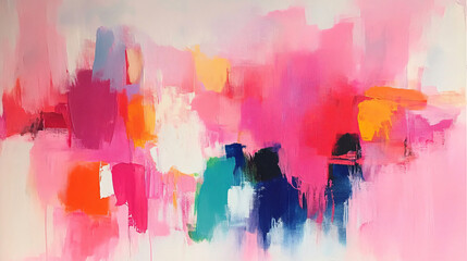 A hot pink abstract painting with bold brush strokes and intense color contrasts, creating a vibrant and powerful visual impact.