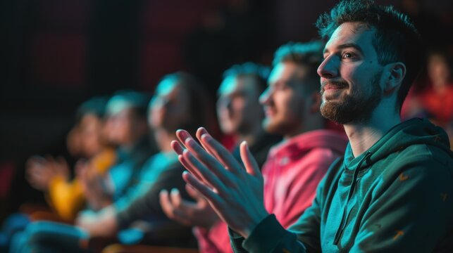 Energetic Coach: Clapping enthusiastically, the coach empowers their team with encouraging words, creating a high-energy environment that drives them toward success.
