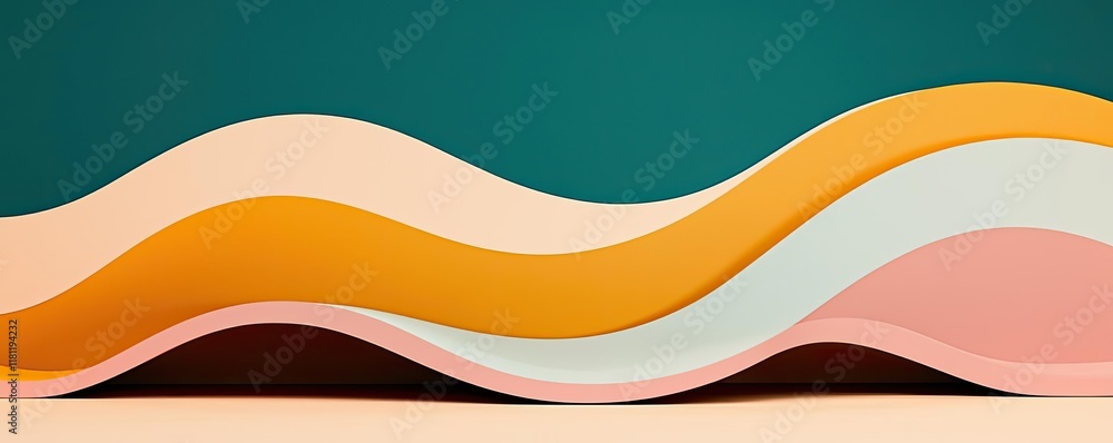 Poster minimal furniture concept. abstract wavy shapes in vibrant colors creating a modern and dynamic visu