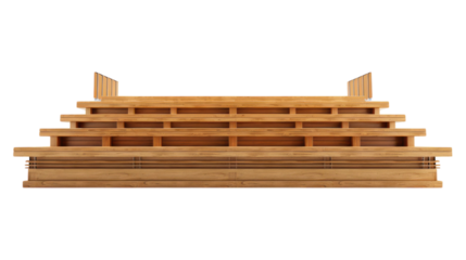 Modern wooden seating structure for outdoor gatherings transparent background