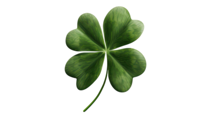 Detailed 3D Render of a Flying Four-Leaf Clover Icon Isolated on a White Background for Design and Presentation Use transparent background