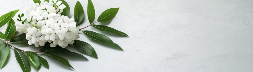 Obraz premium Elegant simplicity, white flowers on a pristine white backdrop for serene atmosphere