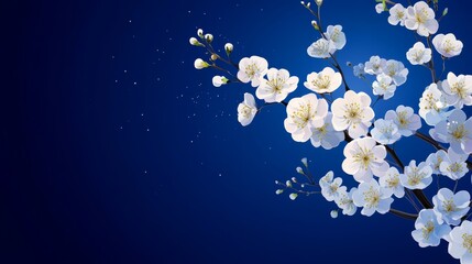 A branch of blossoming tree adorned with delicate white flowers in spring closeup