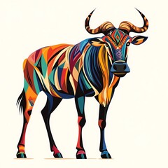 Obraz premium Colorful geometric illustration of a bull.