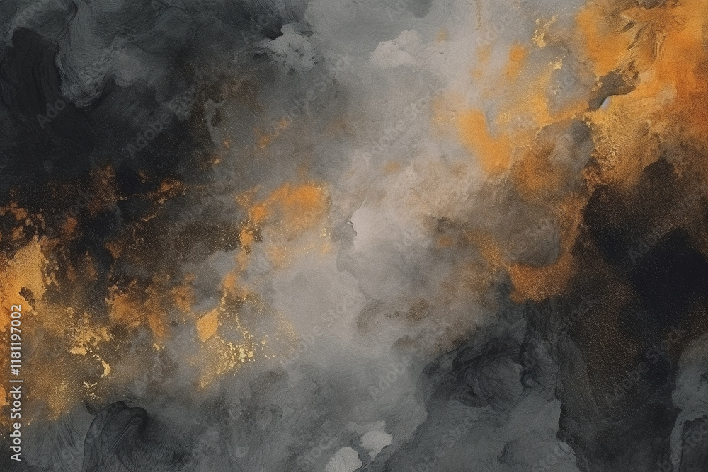 Poster abstract background with swirling clouds of smoke in shades of gray and orange, creating a dynamic t
