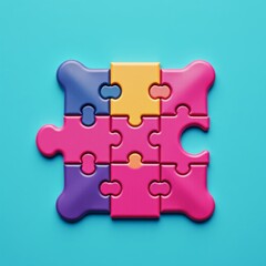 Obraz premium Simple puzzle piece illustration, vaporwave style, for digital art and social media posts
