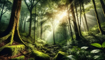 sun rays in the forest