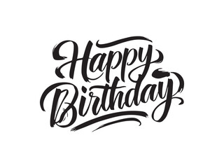 Happy birthday black vector brush calligraphy design