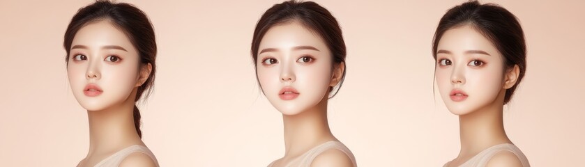 Naklejka premium Unveiling the allure of diverse beauty, a comprehensive guide to female face shapes