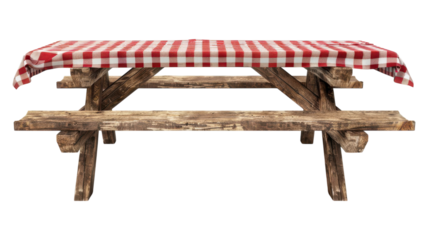 Rustic picnic table set for a charming outdoor gathering transparent background