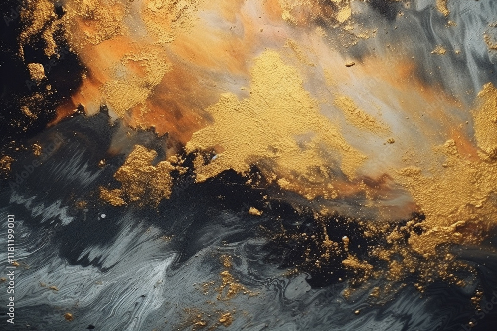 Poster luxury, classicism, and a rough textured and seamless abstract backdrop with a color scheme of gold,