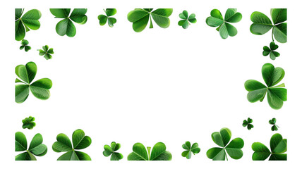 Four Leaf Clover Border Frame Isolated on Transparent Background - Ideal for St. Patrick's Day or Good Luck Design Projects transparent background
