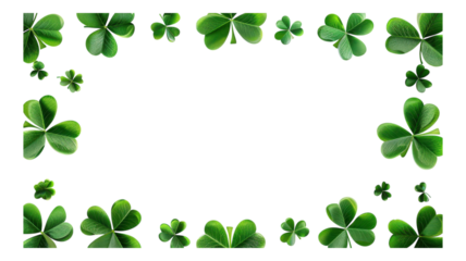 Four Leaf Clover Border Frame Isolated on Transparent Background - Ideal for St. Patrick's Day or Good Luck Design Projects transparent background