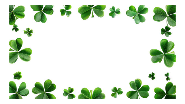 Four Leaf Clover Border Frame Isolated on Transparent Background - Ideal for St. Patrick's Day or Good Luck Design Projects transparent background