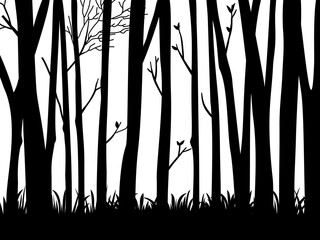 Black Branch Tree or Naked trees silhouettes set. Hand drawn isolated illustrations. © CHANTHIMA SAENUBON