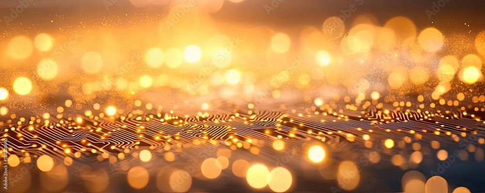 Poster gold abstract background idea. a close-up view of shimmering golden lights creating a magical atmosp