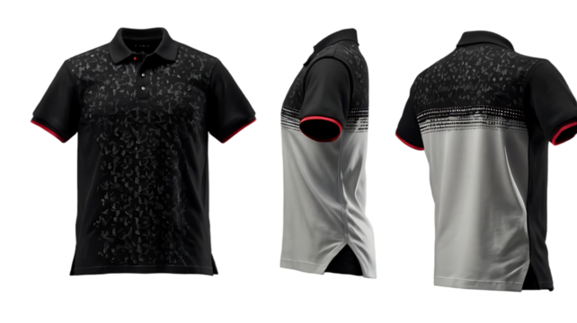 realistic set of male black t-shirts mockup front and back view isolated on a transparent background, cut out