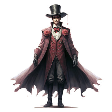 dapper man in red coat and top hat clip art preview