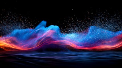 Abstract colorful wave energy particles.