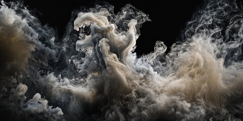 Abstract swirling smoke patterns in monochrome tones