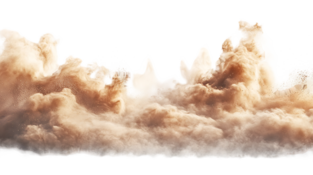 Stormy sand clouds with air waves on transparent background