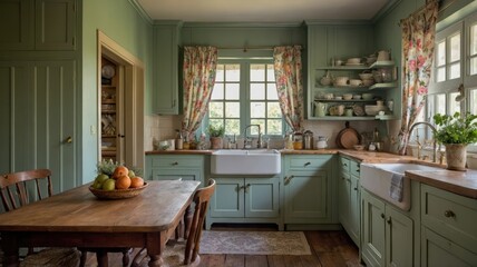 a charming country side kitchen with pastelcol