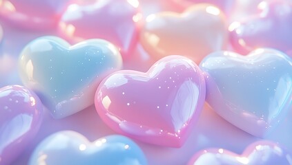 Obraz premium Group of Colorful Hearts on a Surface